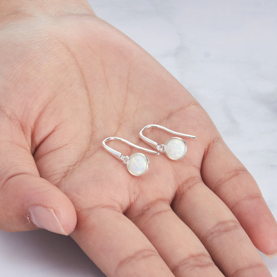 Synthetic White Opal Drop Earrings with Quote Card - Philip Jones Jewellery