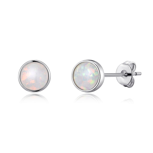 Synthetic White Opal Stud Earrings with Quote Card - Philip Jones Jewellery