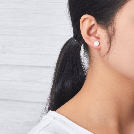 Synthetic White Opal Stud Earrings with Quote Card - Philip Jones Jewellery