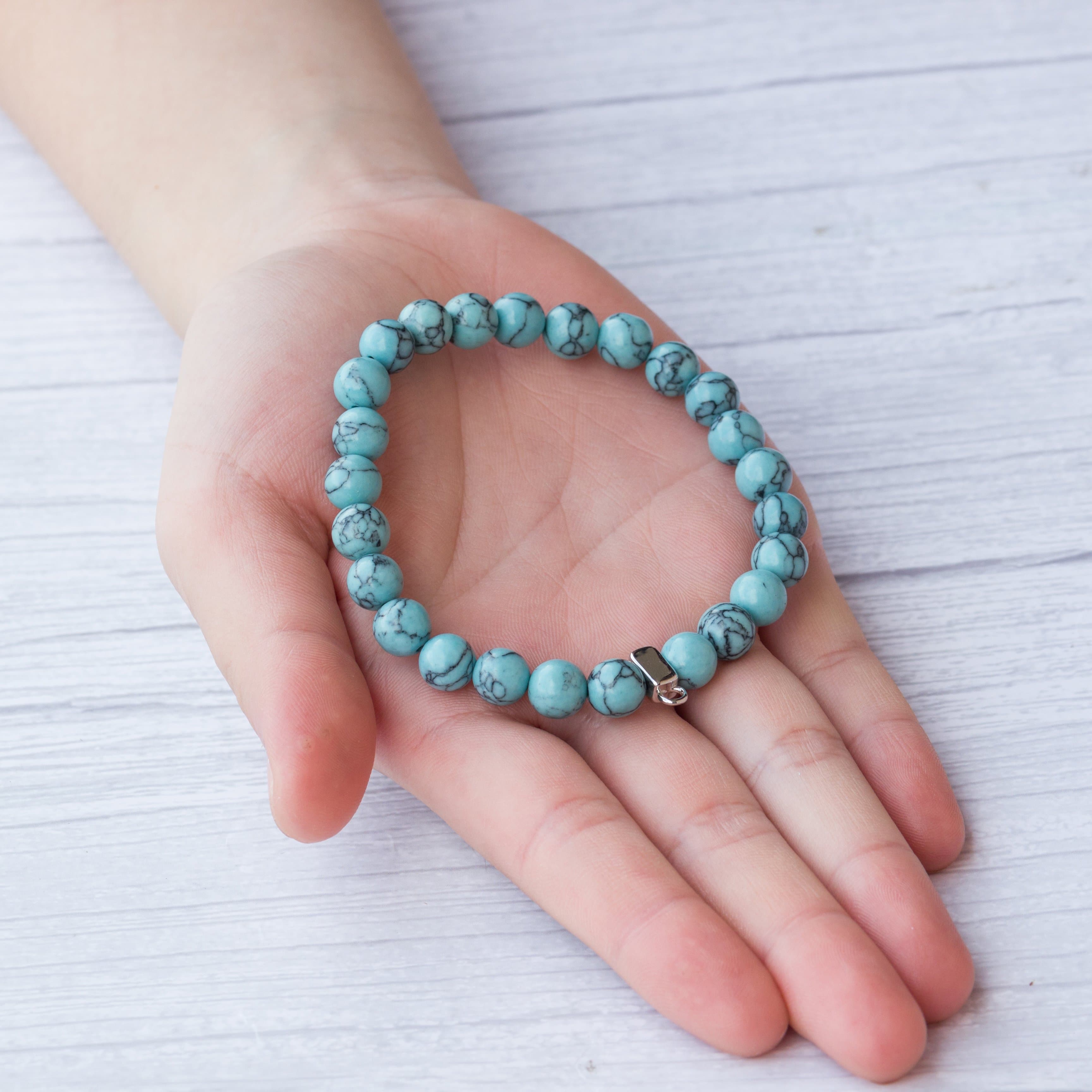 Synthetic Turquoise Gemstone Charm Bracelet