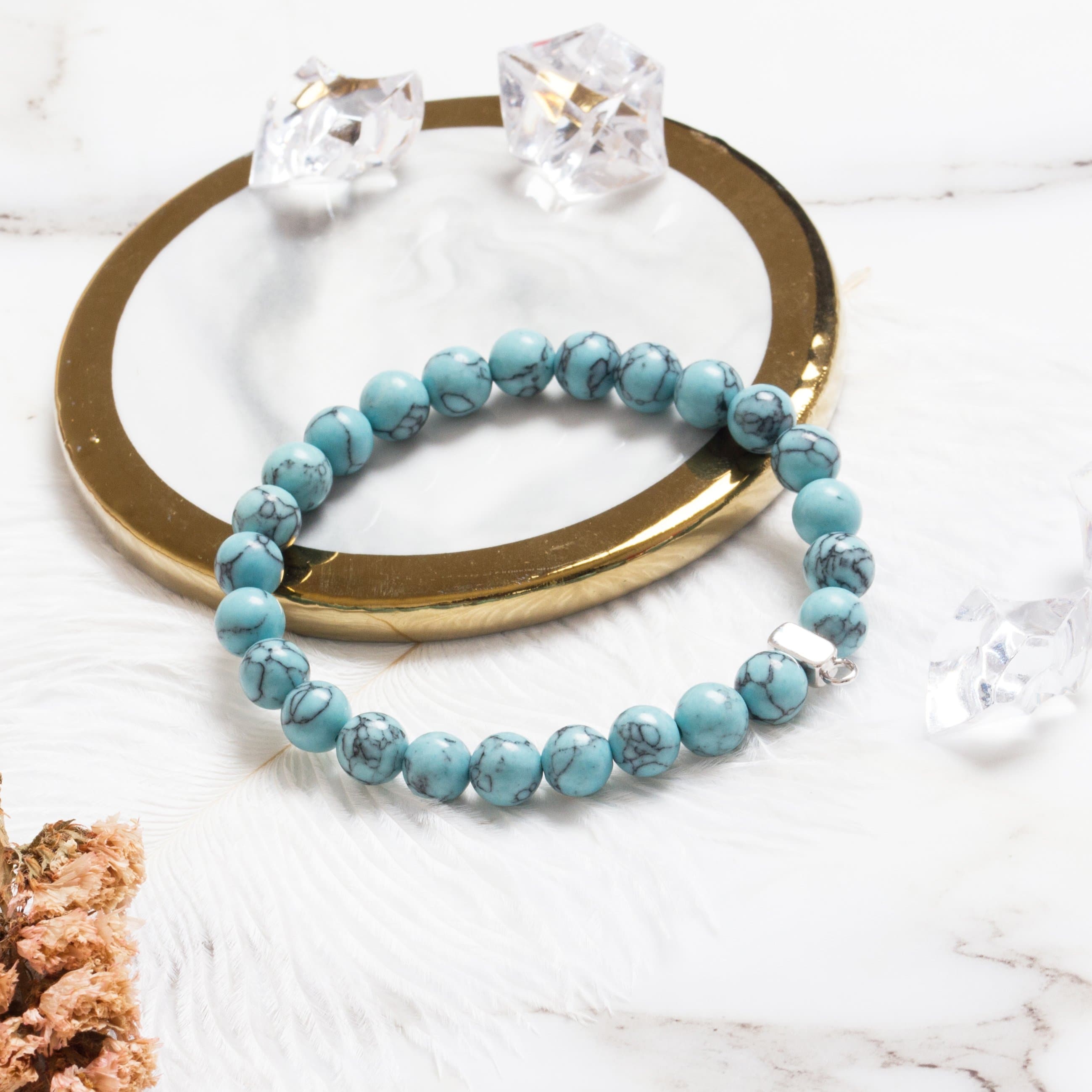 Synthetic Turquoise Gemstone Charm Bracelet