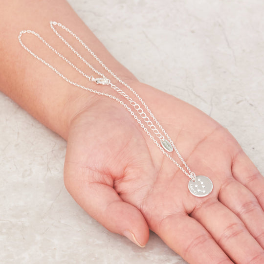 Taurus Zodiac Star Sign Disc Necklace Created with Zircondia® Crystals - Philip Jones Jewellery