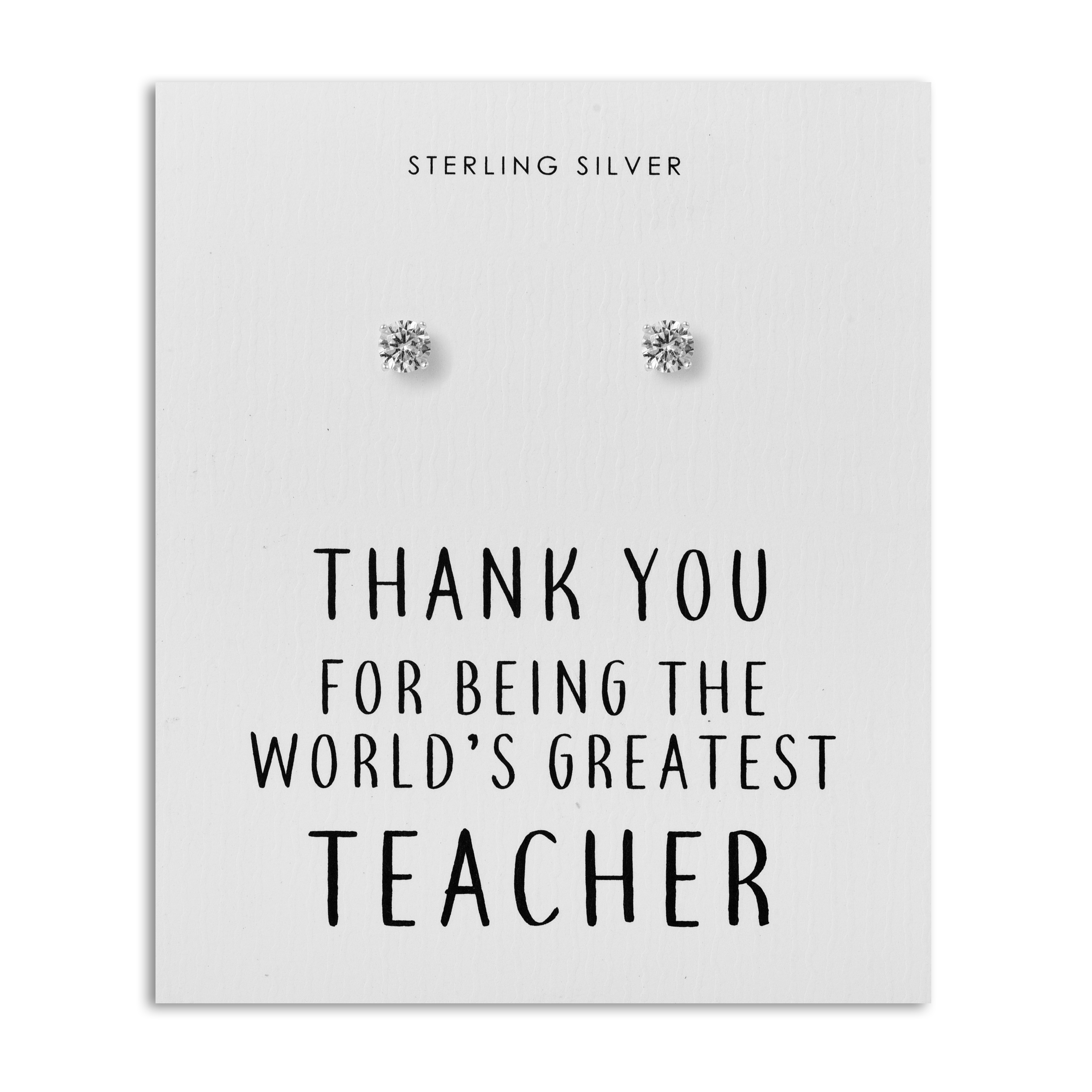 Sterling Silver World's Greatest Teacher Crystal Earrings by Philip Jones Jewellery