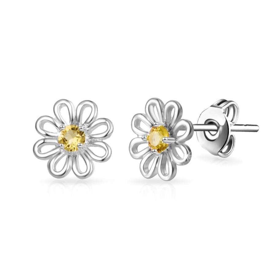 Thank You For Helping Me Grow Daisy Earrings Created with Zircondia® Crystals - Philip Jones Jewellery