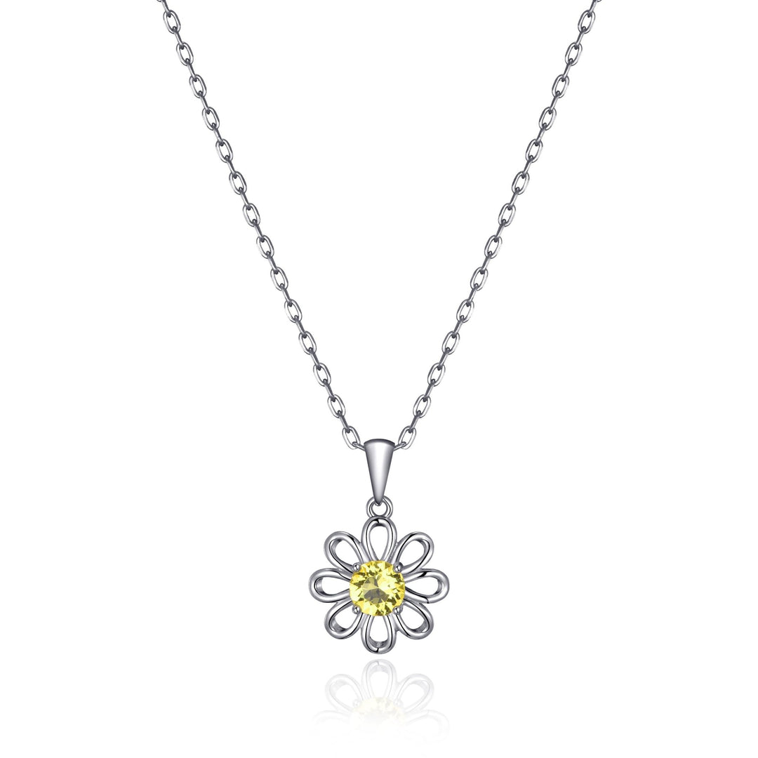 Thank You For Helping Me Grow Daisy Necklace Created with Zircondia® Crystals - Philip Jones Jewellery