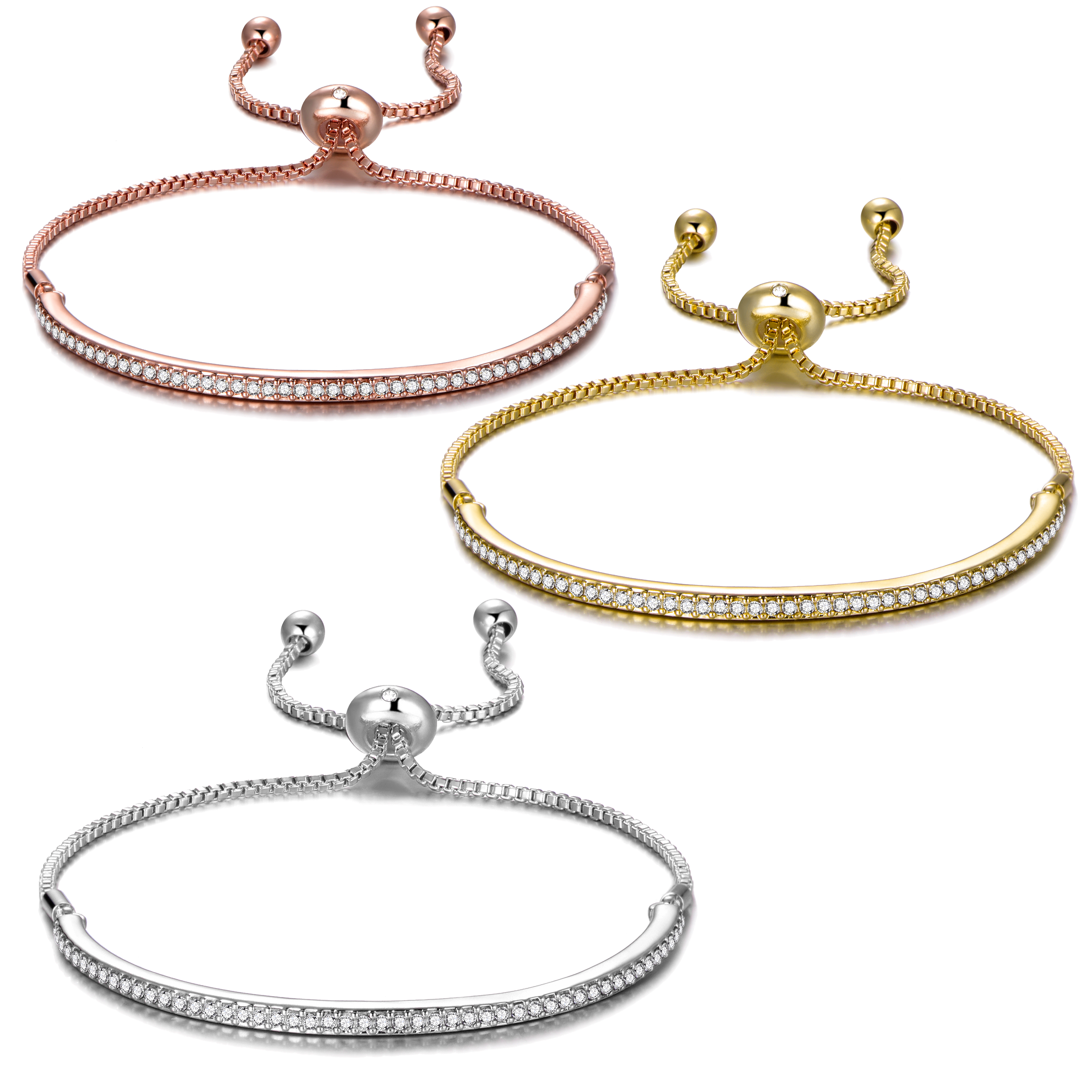 Set of Three Friendship Bracelets Created with Zircondia® Crystals by Philip Jones Jewellery