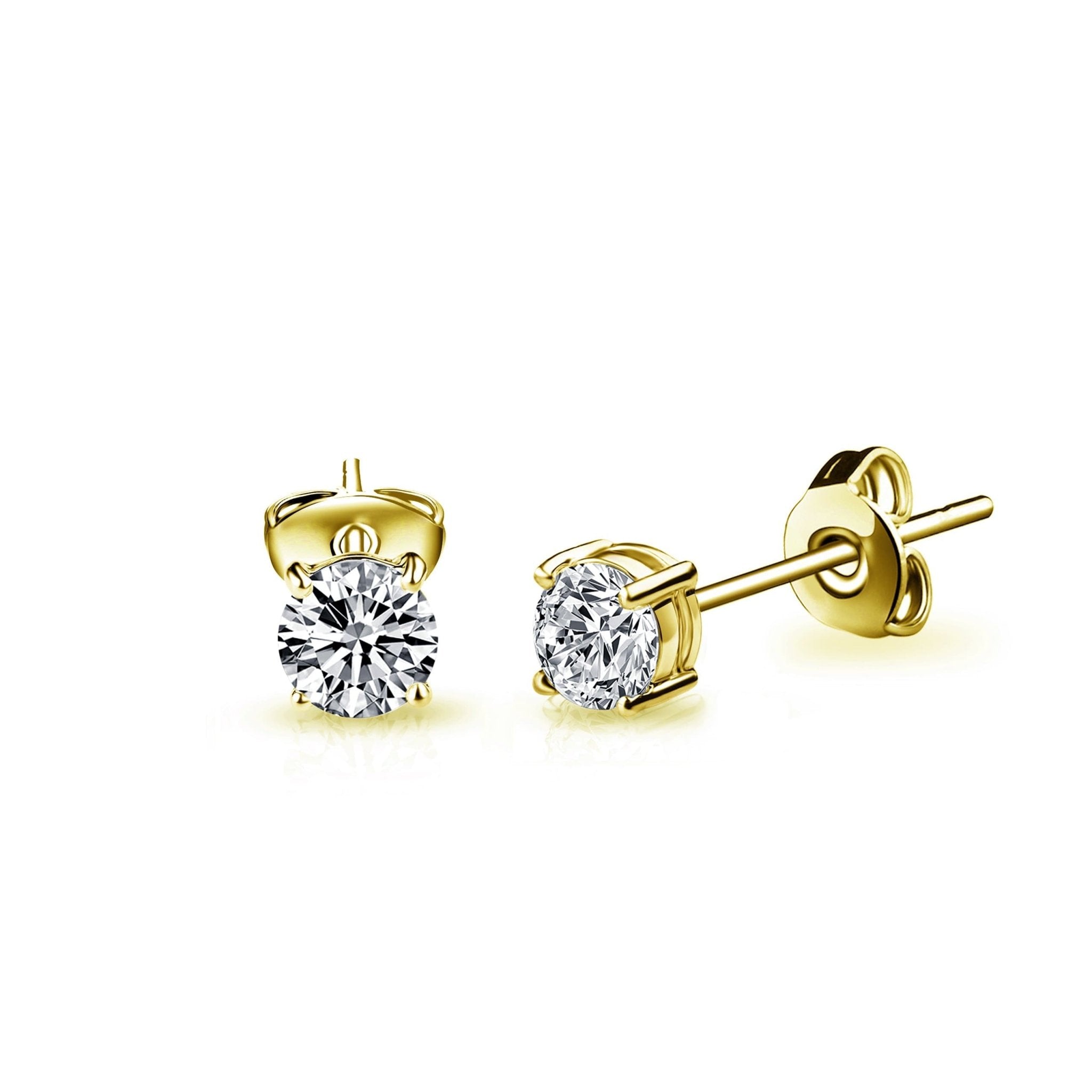 Three Pack of Gold Plated 4mm, 5mm & 6mm Earrings Created with Zircondia® Crystals - Philip Jones Jewellery