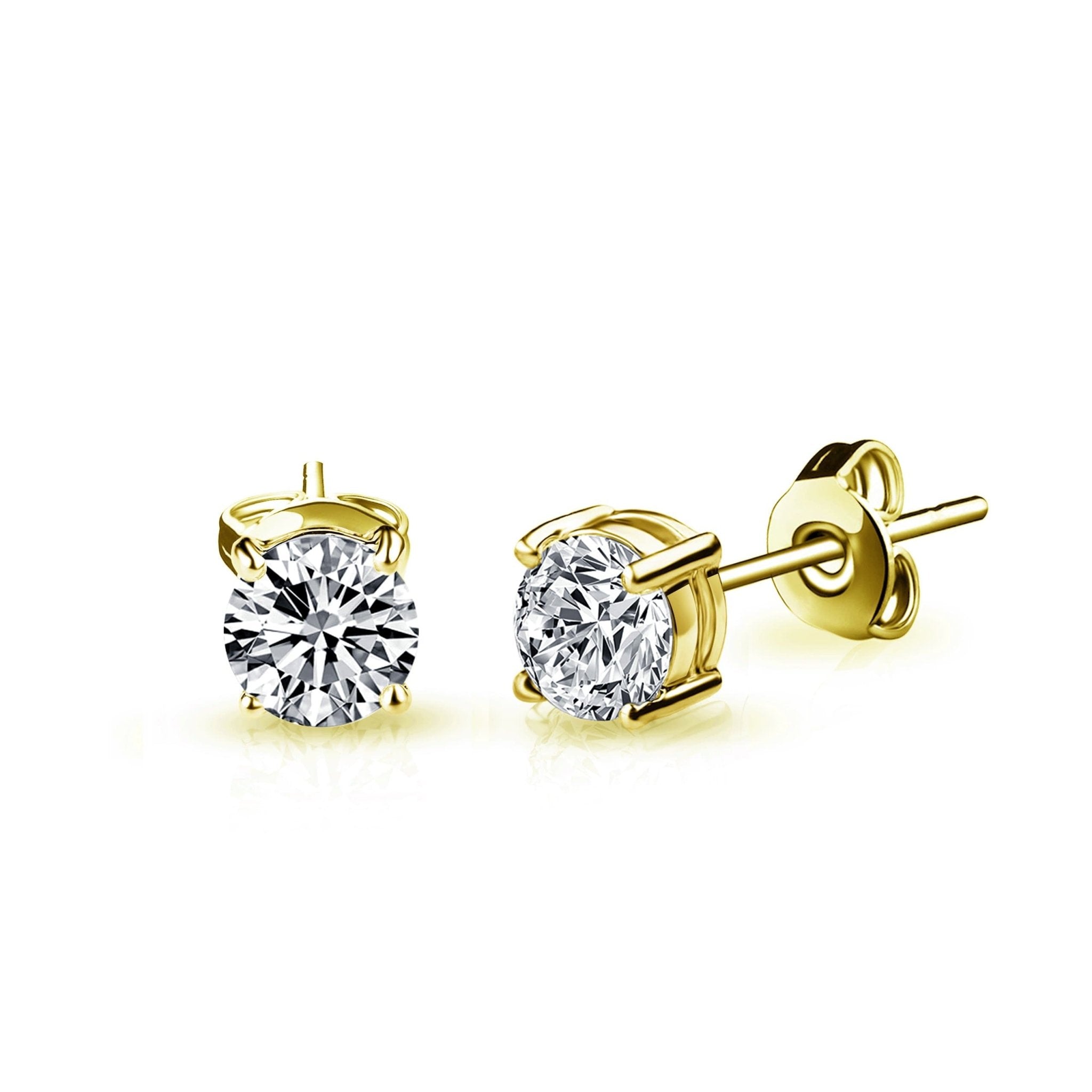 Three Pack of Gold Plated 4mm, 5mm & 6mm Earrings Created with Zircondia® Crystals - Philip Jones Jewellery