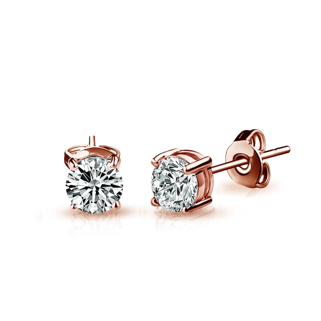 Three Pack of Rose Gold Plated 4mm, 5mm & 6mm Earrings Created with Zircondia® Crystals - Philip Jones Jewellery