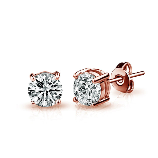 Three Pack of Rose Gold Plated 4mm, 5mm & 6mm Earrings Created with Zircondia® Crystals - Philip Jones Jewellery