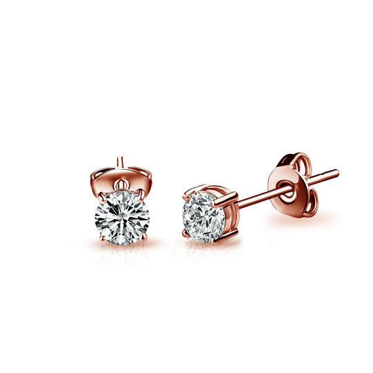Three Pack of Rose Gold Plated 4mm, 5mm & 6mm Earrings Created with Zircondia® Crystals - Philip Jones Jewellery