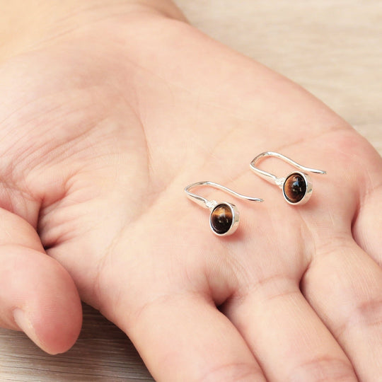 Tiger's Eye Drop Earrings with Quote Card - Philip Jones Jewellery