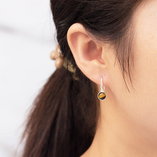Tiger's Eye Drop Earrings with Quote Card - Philip Jones Jewellery