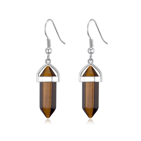 Tiger's Eye Gemstone Drop Earrings with Quote Card - Philip Jones Jewellery