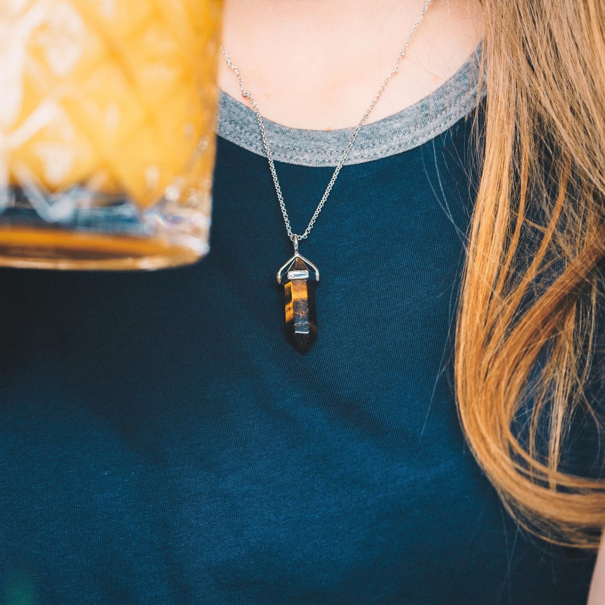 Tiger's Eye Gemstone Necklace with Quote Card - Philip Jones Jewellery