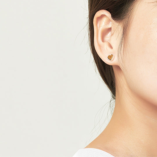 Tiger's Eye Heart Stud Earrings - Philip Jones Jewellery