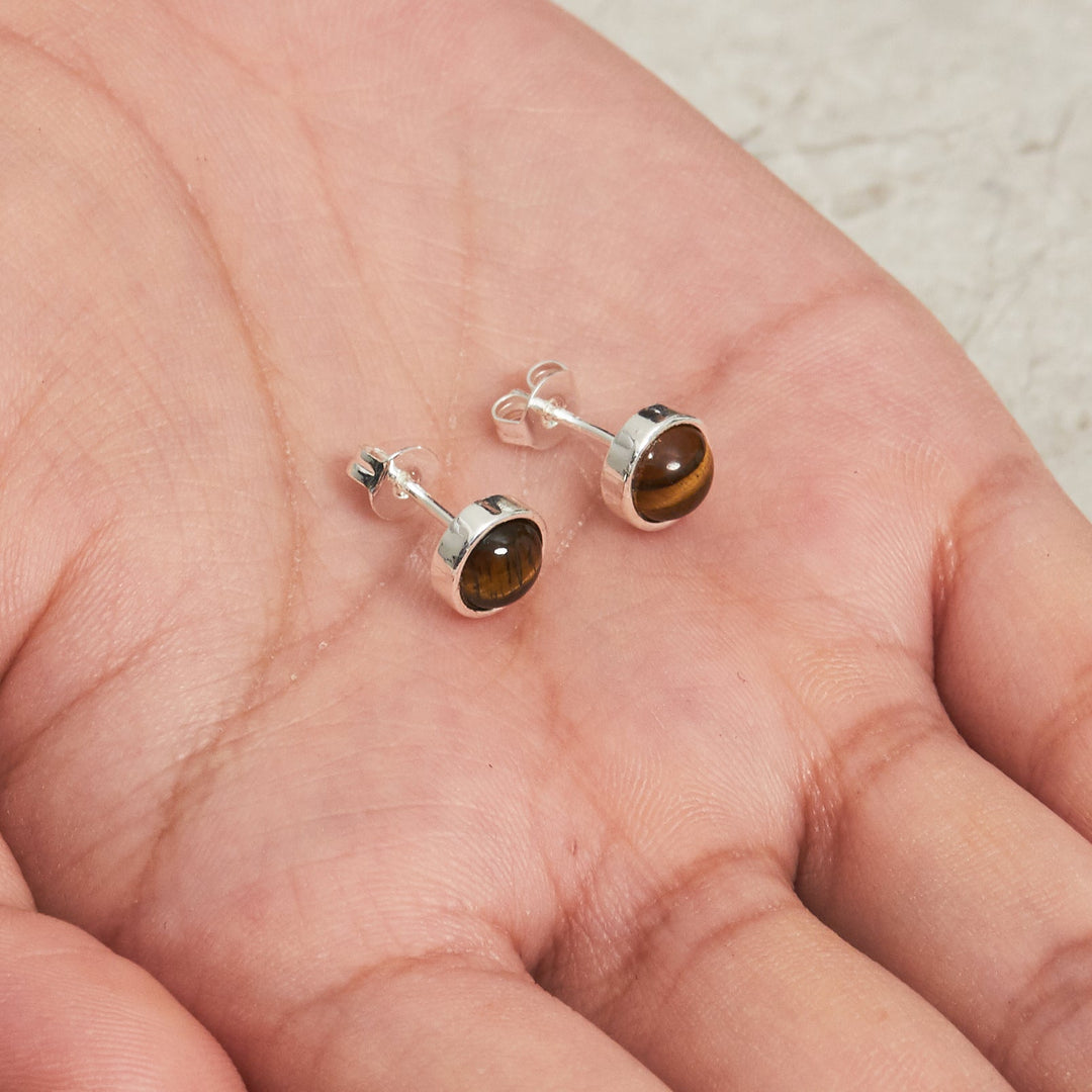 Tigers Eye Stud Earrings with Quote Card - Philip Jones Jewellery