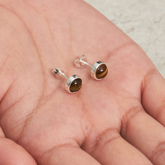 Tigers Eye Stud Earrings with Quote Card - Philip Jones Jewellery