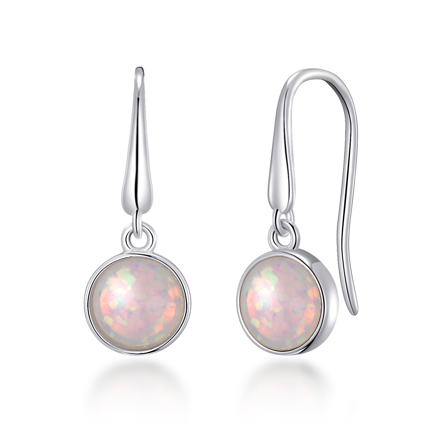 Synthetic White Opal Drop Earrings