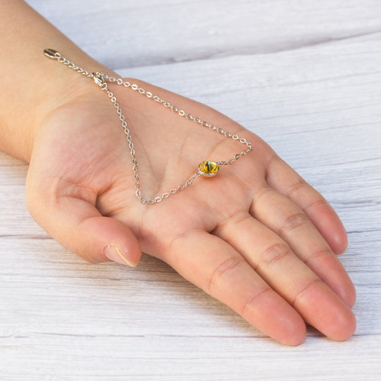 Yellow Crystal Anklet Created with Zircondia® Crystals - Philip Jones Jewellery