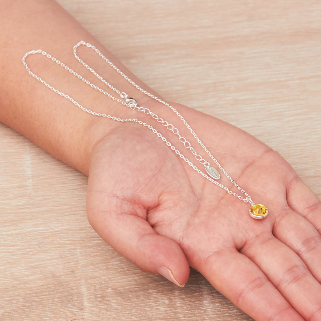 Yellow Crystal Necklace Created with Zircondia® Crystals - Philip Jones Jewellery