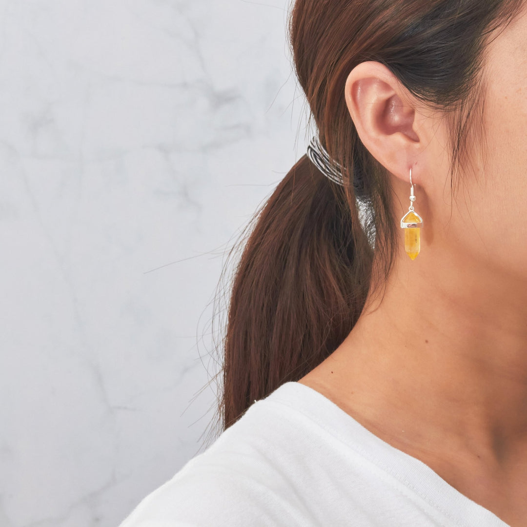 Yellow Quartz Gemstone Drop Earrings - Philip Jones Jewellery