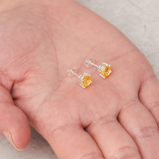 Yellow Stud Earrings Created with Zircondia® Crystals - Philip Jones Jewellery