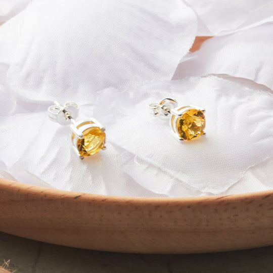 Yellow Stud Earrings Created with Zircondia® Crystals - Philip Jones Jewellery