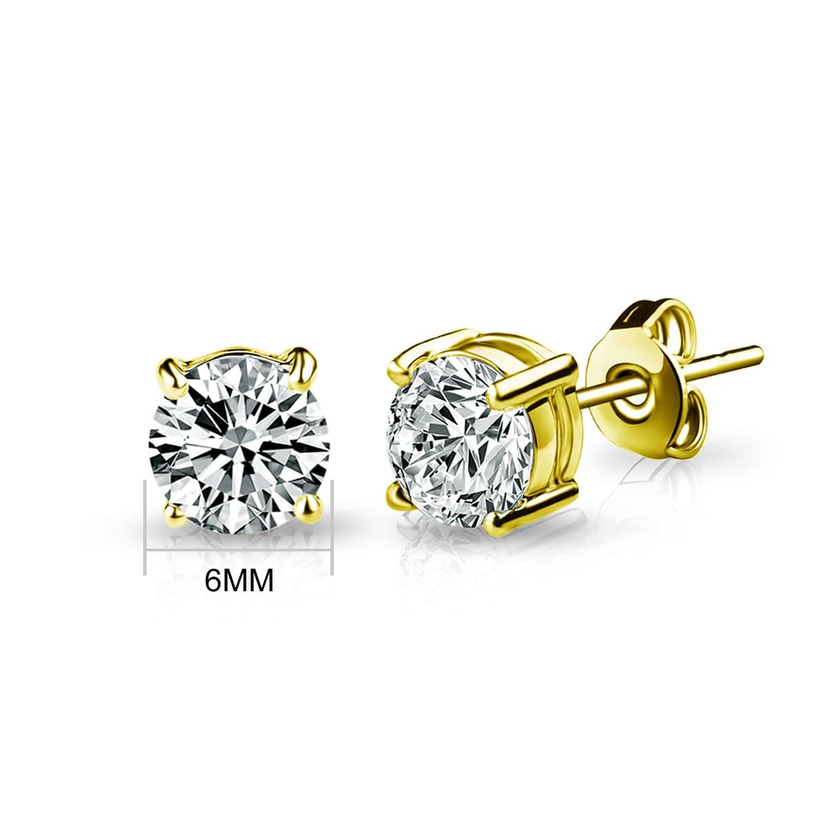 Gold Plated Solitaire Crystal Stud Earrings Created with Zircondia® Crystals