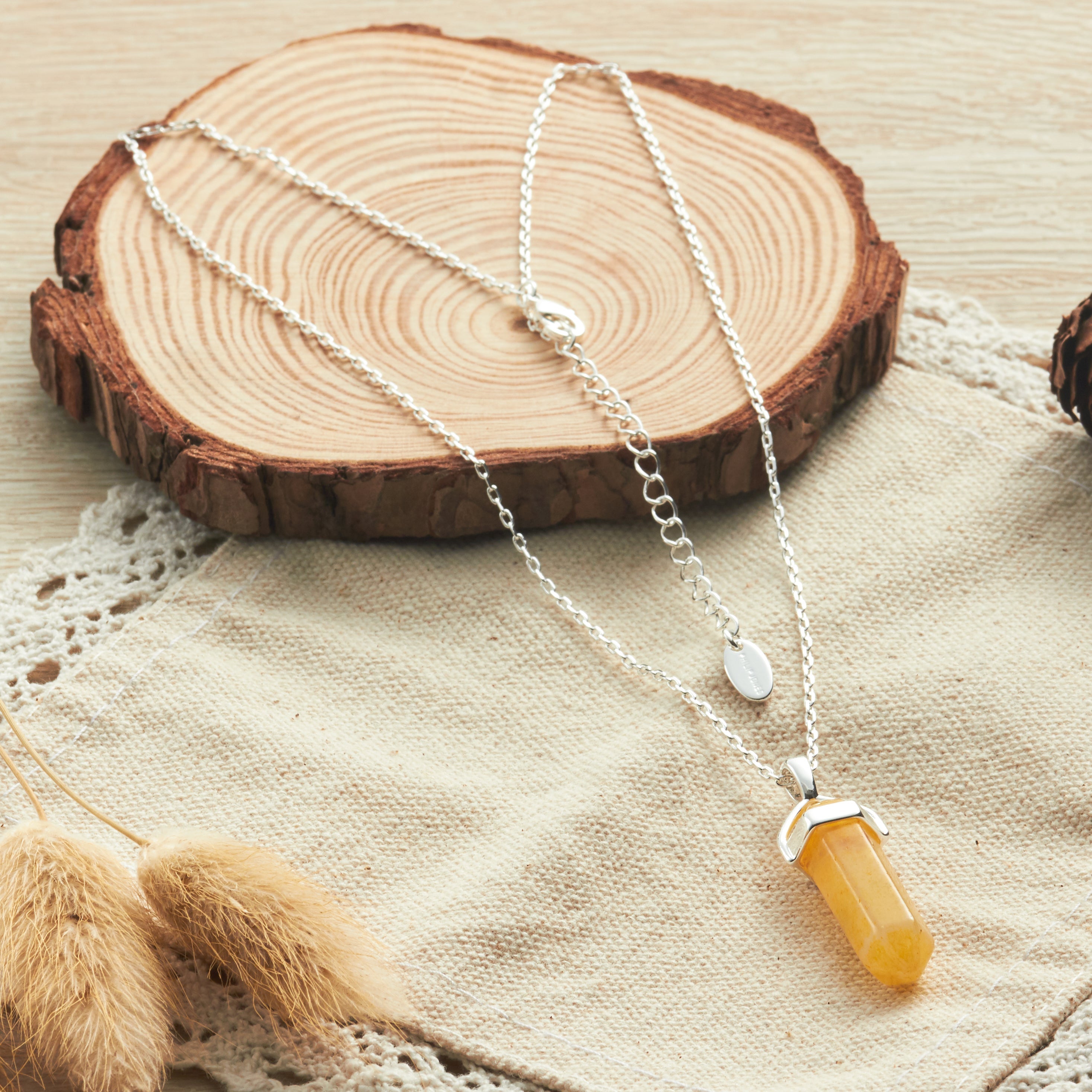 Yellow Quartz Genuine Gemstone Necklace